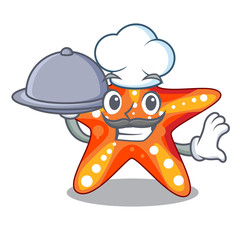 Poster - Chef with food starfish isolated with in the cartoons