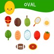 © Алёна Игдеева - Materials for kids learning forms. A set of objects in the ovalform