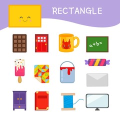 Poster -  Materials for kids learning forms. A set of rectangle shaped objects 