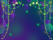 Mardi Gras holiday background. 3D illustration suitable for greeting cards, invitations, posters, prints.