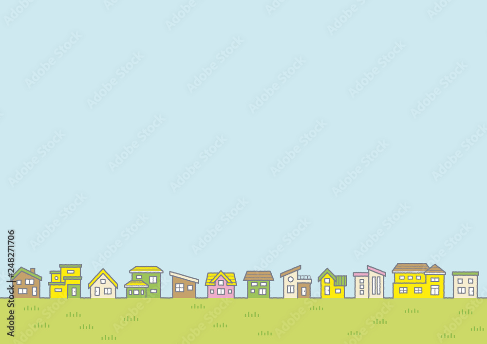 春の田舎の風景のイラスト 家の並びと空と草原 横長の書式で横書き用 Background Poster Backgrou 深澤カラス 春の田舎の風景のイラスト 家の並びと空と草原 横長の書式で横書き用 Background Poster Backgrou 深澤カラス