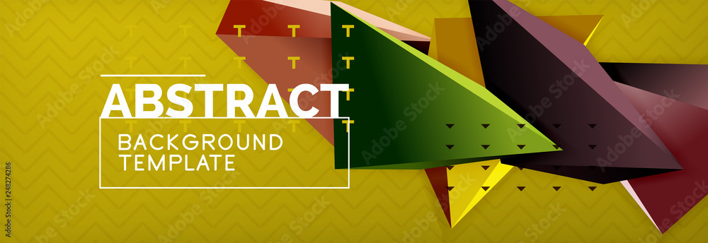 3d triangular shapes geometric background. Origami style pattern with ...