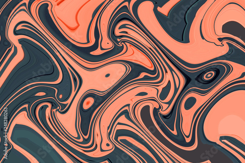 Abstract Black And Red Marble Ink Texture Acrylic Painted Waves