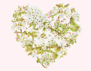 Wall Mural - Heart shaped flowers wedding greeting card template