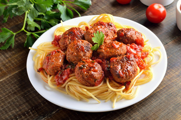 Canvas Print - Meatballs and spaghetti