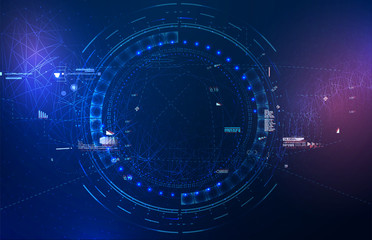 Aufkleber -  Vector technology design of titles bar for video production. tech future blue background network. for template,web design wallpaper, poster, presentation in style HUD GUI UI. Vector illustration