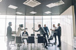 © alfa27 - Multiethnic business men dressed in formal wear and national arabian clothes debating vivaciously in conference room. Conflicts can be resolved with a good joke, panoramic view.