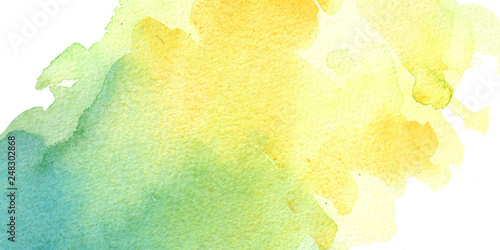Fotografía watercolor hand painted yellow and turquoise watercolor background bisness card