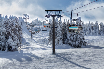 Winter ski resort,ski lift. Uludag Mountain, Bursa, Turkey