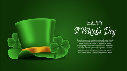 Wall Mural - banner background greeting card template for St. Patrick's day  with illustration of hat