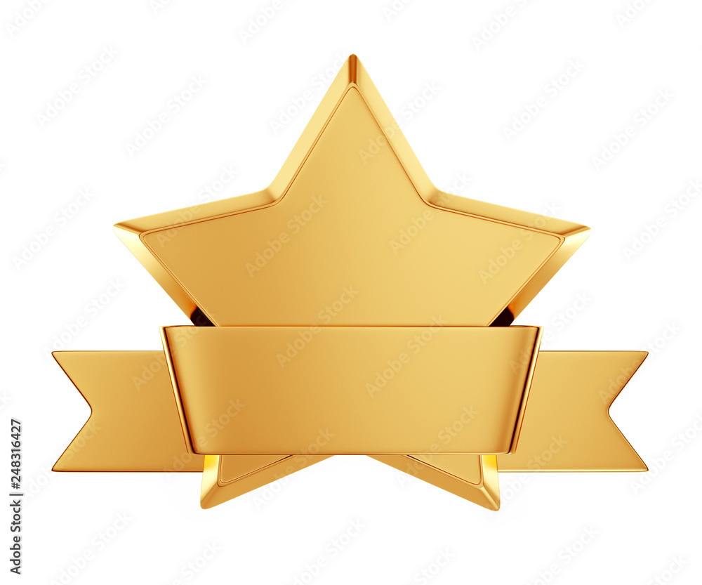 gold star award with shiny ribbon with space for your text Stock ...