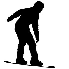 Black Silhouettes Snowboarders On White Background Illustration