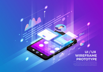 Wall Mural - isometric digital concept.
