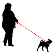 © Arrows - Silhouette of woman and dog on a white background
