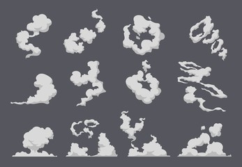 cartoon smoke cloud. comic steam explosion dust fight animation fog movement smog motion game smoke.