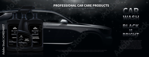 Ads Banner Template With Car Wash Products Vector