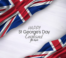 Vector Illustration Of Happy England Waving Flags Isolated On Gray Background.23 April.