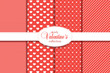 Love pattern. Collection of 4 elegant red seamless patterns on the theme of romance and love. Valentine's day pattern with heart. Christmass love gift pattern.