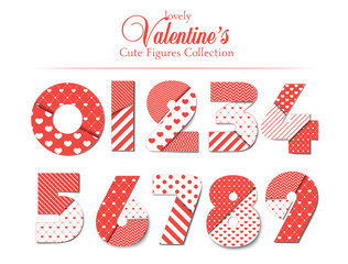 Love font. Number set with hearts. Romantic and love font and typography for Happy Valentines Day. Template for wedding, mothers day, birthday, invitations. Vector illustrations.