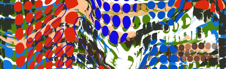 Wall Mural - Panorama wide header border abstract grid dot free form design in multicolors