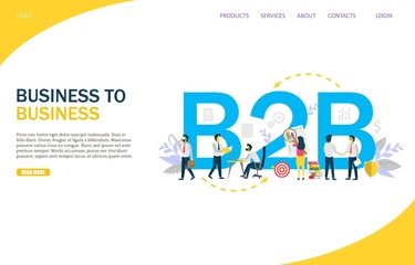 Wall Mural - Business to business vector website landing page design template