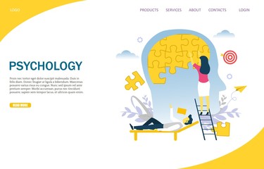 Wall Mural - psychology vector website landing page design template