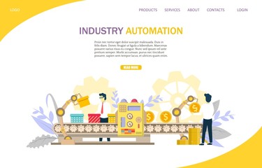 Wall Mural - industry automation vector website landing page design template