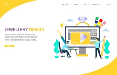 Wall Mural - jewellery design vector website landing page template