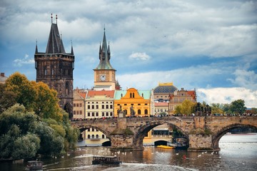 Prague skyline and bridge