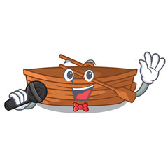 Sticker - Singing wooden boat sail at sea character