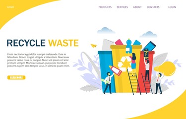 Wall Mural - recycle waste vector website landing page design template