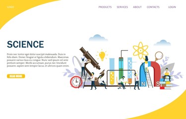 Wall Mural - science vector website landing page design template
