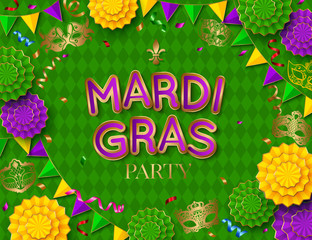 Wall Mural - Mardi Gras party poster. Shrove tuesday. Vector illustration