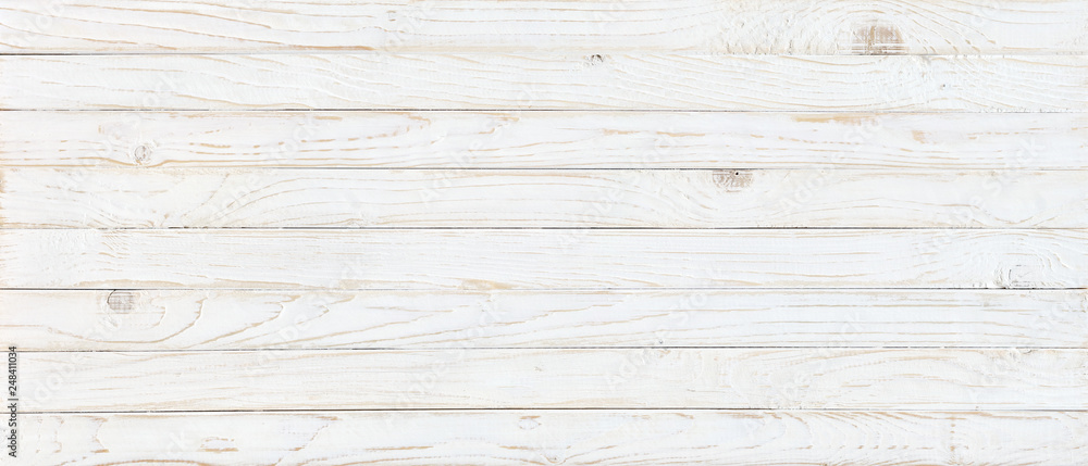 white wood texture background, top view wooden plank panel - obrazy, fototapety, plakaty 