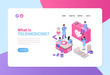 Wall Mural - Telemedicine Isometric Banner