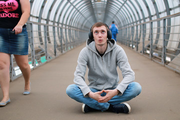 Wall Mural - a young man in a hoodie hip-hop