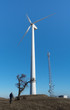 wind turbines on blue sky