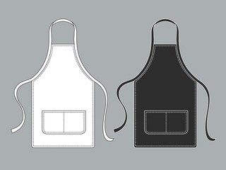 Wall Mural - Chef apron. Black white culinary aprons chef uniform kitchen cotton kitchen worker woman wearing waiter vest template