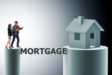 Concept of family taking mortgage loan for house