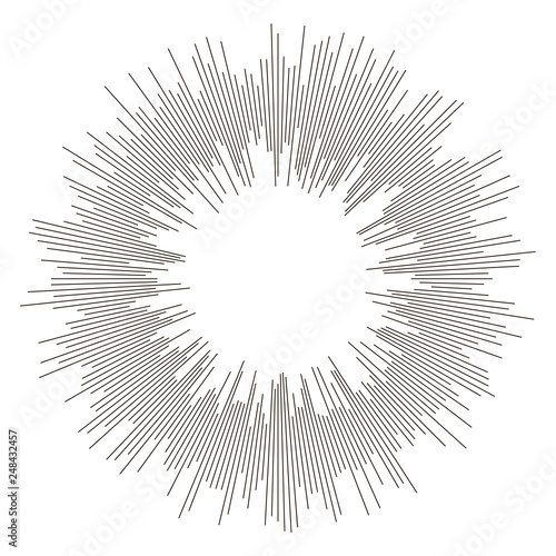 Retro  bursting rays design elements. Set of radial lines emblem. Design elem...