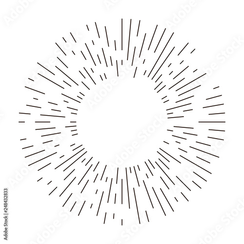 Sun rays linear drawing. Isolated  burst design elements. Vector vintage burs...