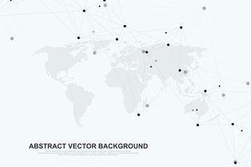 Fototapete - Networking connection concept abstract technology. Global network connections with points and lines. Big data visualization. Futuristic infographic. Vector illustration