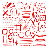 Fototapeta Boho - Hand drawn sketch red marker, brushed signs