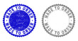 Grunge MADE TO ORDER stamp seals isolated on a white background. Rosette seals with distress texture in blue and gray colors. Vector rubber overlay of MADE TO ORDER tag inside round rosette.