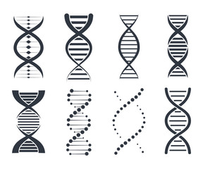 Wall Mural - DNA Icons set. Genetic sign, elements and icons collection. Pictogram of DNA Symbol Isolated on White Background