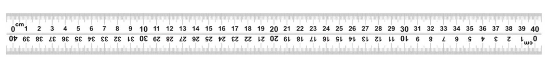 Wall Mural - Ruler 40 centimeter. Ruler 400 mm. The direction of marking on the ruler from left to right and right to left. Value of division 0.5 mm. Precise length measurement device. Calibration grid.