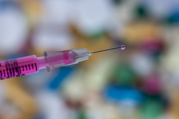 Close-up medical syringe