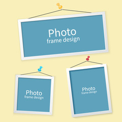 Poster - Set of photo frame. Blank photo frame on the wall. picture frame design vector for image or text