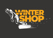 Winter shop emblem for an active winter sport. Snowboarder slides down the slope.
