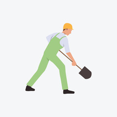 Wall Mural - Digging worker flat icon